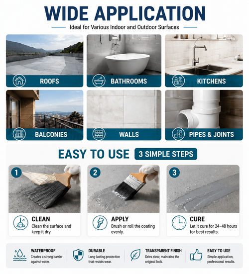 Invisible Waterproof Coating for Bathroom & Kitchen Tile Leak Repair